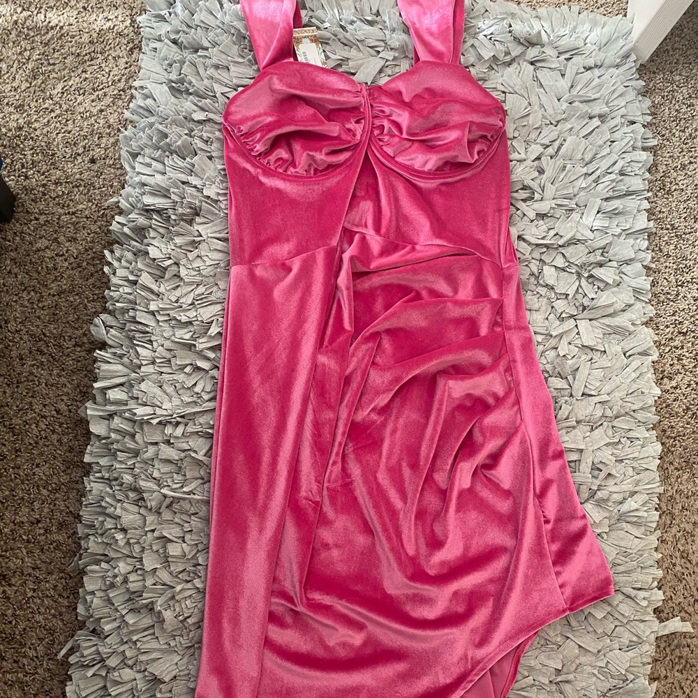 Split pink party girl dress
